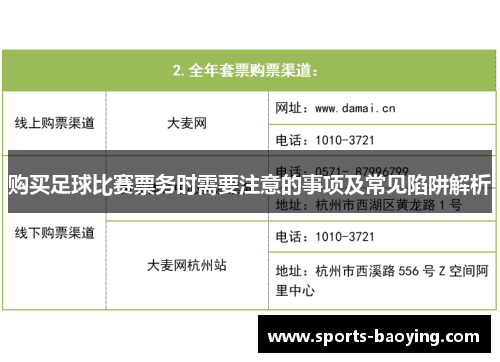 购买足球比赛票务时需要注意的事项及常见陷阱解析